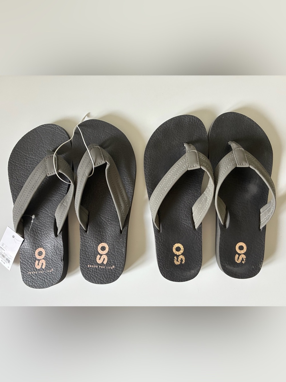 1 NWT/1 Pre-owned SO Bloomfield Thong Sandals Flip Flops Size 8 Light Gray